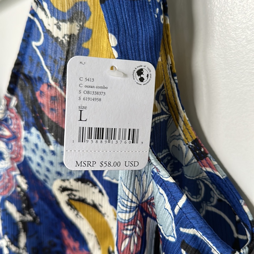 Free People Blue and Yellow Floral V-Neck Cropped Tank - Picture 5 of 6